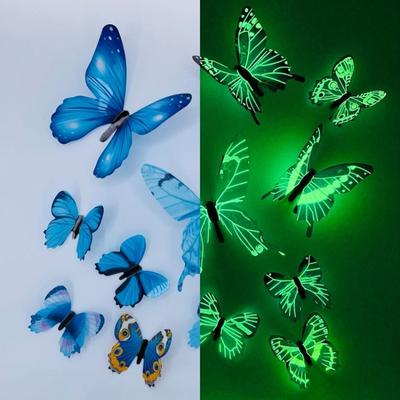 12Pcs Fashion 3D Luminous Butterfly Creative Wall Sticker for DIY Wall Stickers Modern Wall Art Home Decorations DIY Gift