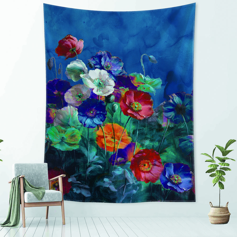 

Психоделическое колдовство Природа Бохо Домашний декор Цветы и горы Пейзаж Гобелен Настенный гобелен 150x130cm