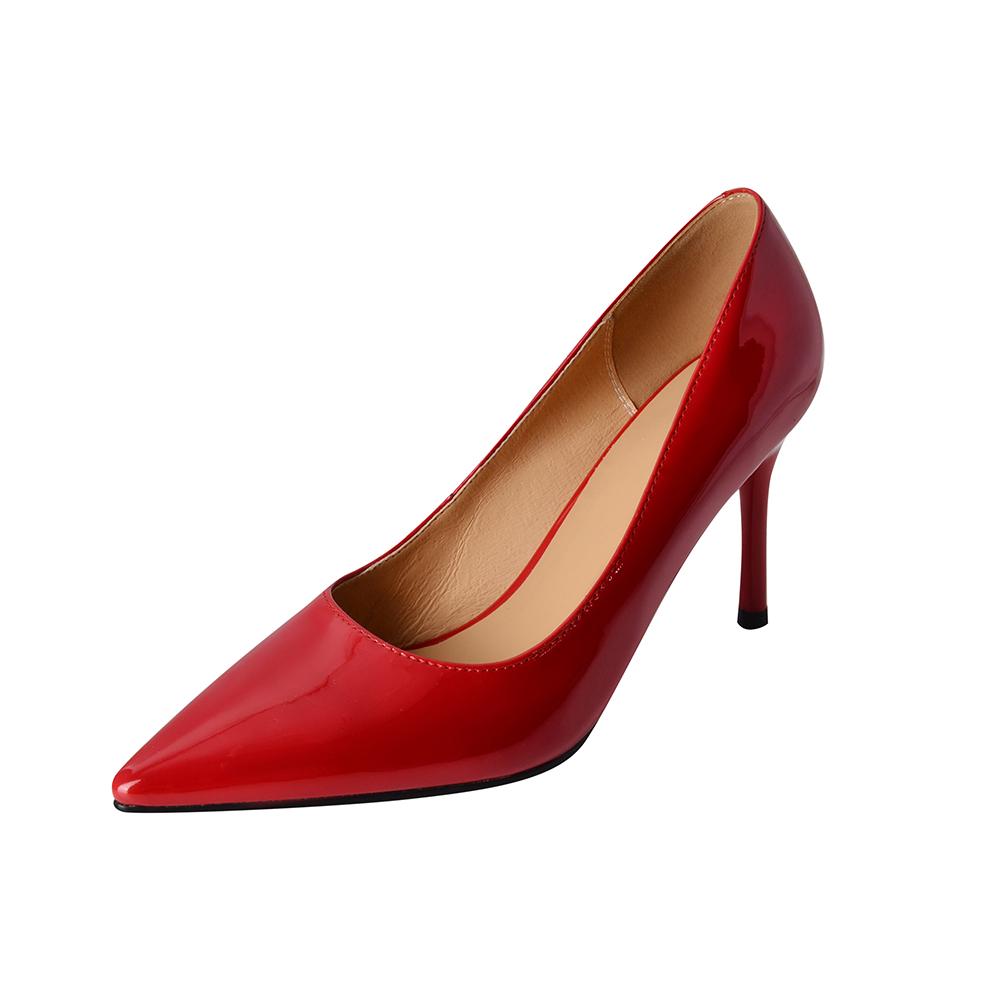 

Туфли женские из натуральной кожи абрикосово-розового цвета на высоком каблуке-шпильке, размер Small Big 31 47 32 красный