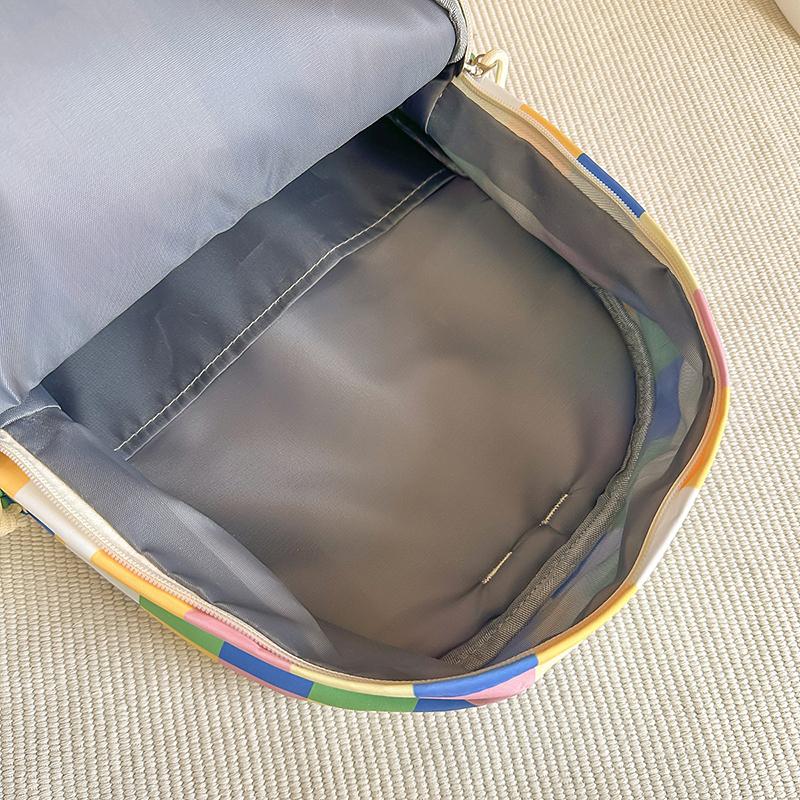 Plecak dla ucznia szkoły średniej w kratkę, damski, o dużej pojemności, nylonowy, szkolny