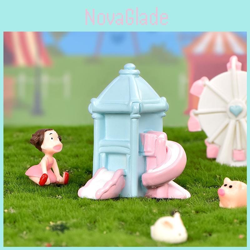 Adorable Resin Playground Micro Landscape Diy Cake Decoration Accessories Ferris Wheel Slide Carousel