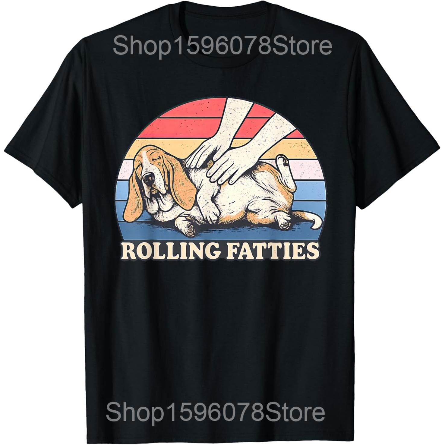 

Three Basset Hound Moon Howling Dog Funny Design T Shirts Men Cotton Humor Streetwear Tee Short Sleeve Unisex Loose Clothing S