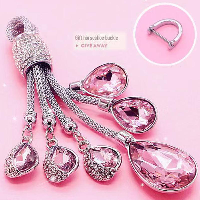 High-end Dames Auto Sleutelhanger Diamant Ingelegd Kristal Hoefijzer Sleutelring Luxe Strass Sleutelhanghanger Touw voor Auto Sleutel Decoratie Accessoires