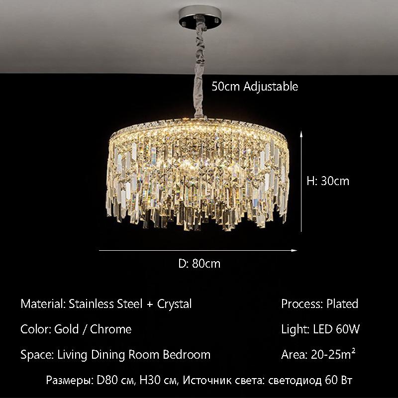 Luxury Nordic Lustre Crystal LED Chandelier Indoor Ceiling Pendant Light Villa Living Dining Room Bedroom Hanging Decor Lighting