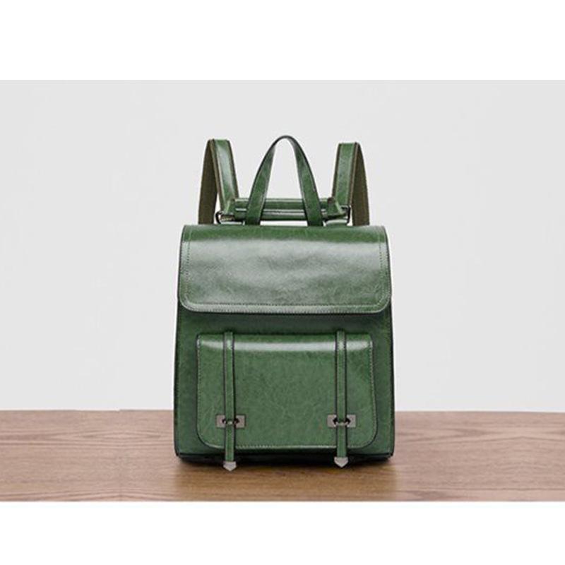 Женский рюкзак кросс-боди, сумка для ноутбука, из натуральной кожи, дорожная, для книг, школьная, женская, из коровьей кожи, на плечо, сумка-мессенджер 24.5cm*11cm*28cm зелёный