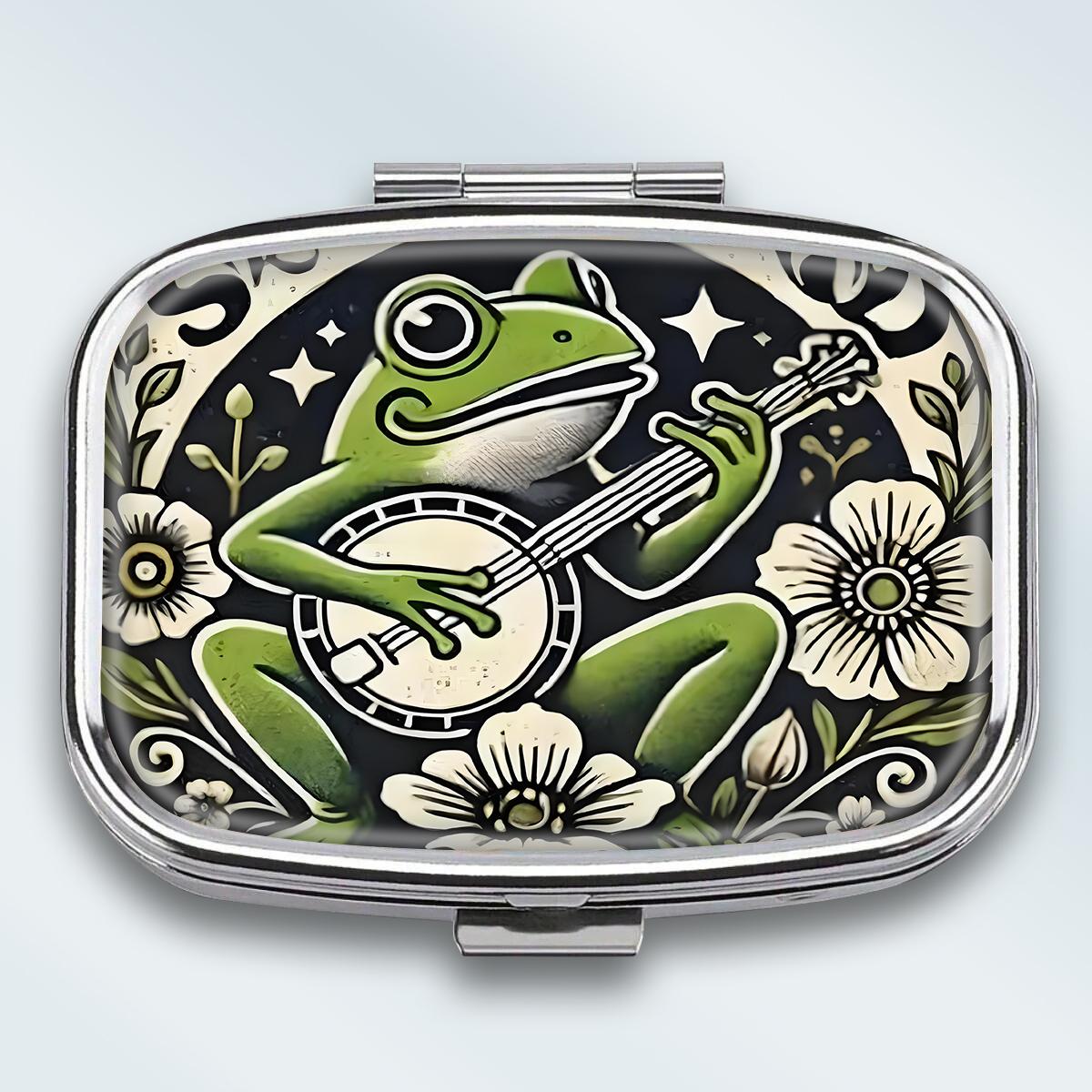 

Portable Pill Box with 2 Compartments, Mini Metal Medicine Organizer Case, Cute Printed Pill Container for Vitamins, Pills, Jewelry, Travel, Daily Use різнокольоровий
