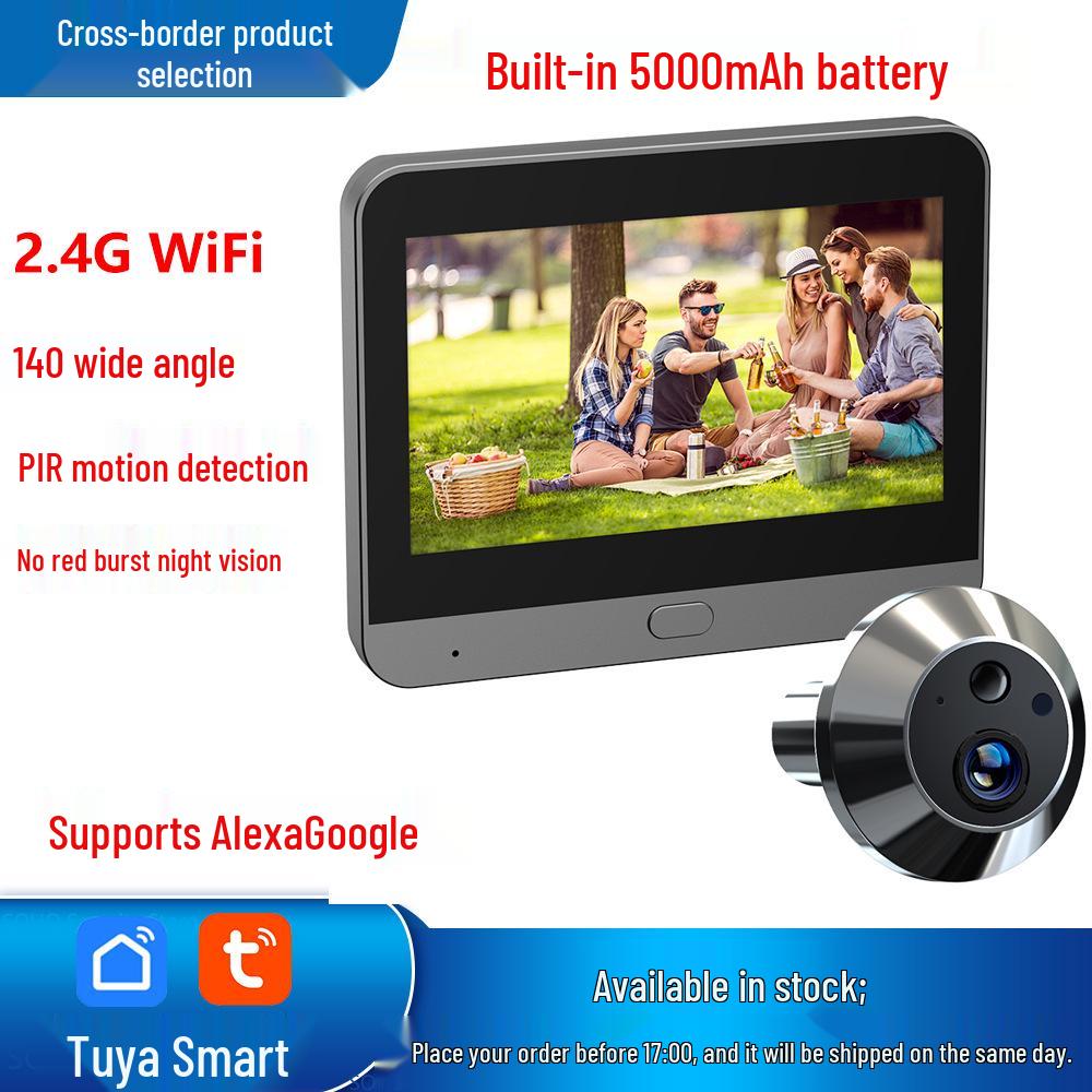 4.3-Inch Screen WiFi Smart Doorbell with Video Monitor and Alexa/Google Compatibility
