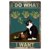 Retro Cat Coffee Metal Tin Sign Vintage Kitchen Signs Wall Decor Because Murder Is Wrong Funny Signs Bar Decorations Art Poster