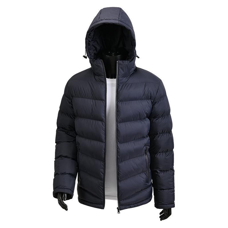 European Size Padded Coat Men's Winter New Solid Color Loose Hooded Padded Jacket Casual Padded Jacket Men's Coat