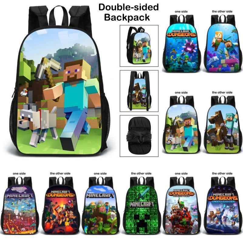 Minecraft School Bag Double-sided Backpack For Students With Decompression Feature