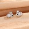 Sole Memory 925 Silver Cute Zircon Rabbit Stud Earrings For Women Fine Jewelry Female Party Gift EA880