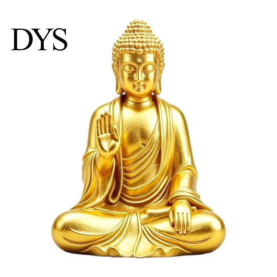 Decoratief Boeddha Ornament voor Woonkamer 3D Geprint Gouden Beeldje, Zittend Shakyamuni Figuurtje, Beeld Sculptuur Meditatie Decoraties met Serene