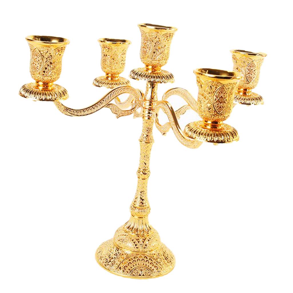 Classic Alloy Candelabra Candle Holder Vintage Style 3 Arms Candlestick for Dinner and Wedding Centerpieces
