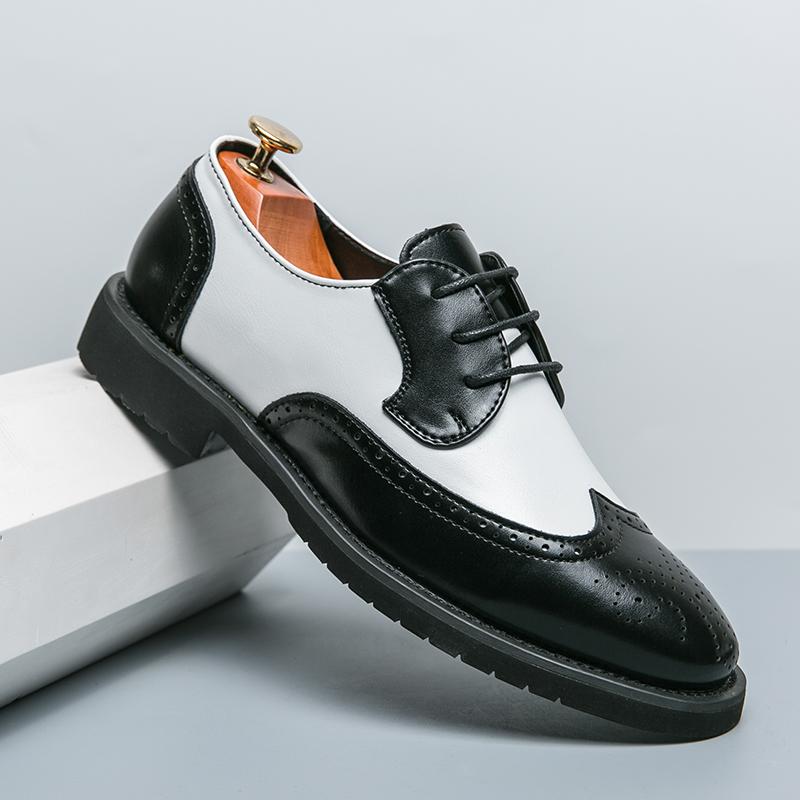 British Style Trendy Men's Leather Casual Shoes Party Banquet Formal Shoes Men's Pointed Toe Shoes for Wedding Wear-resistant