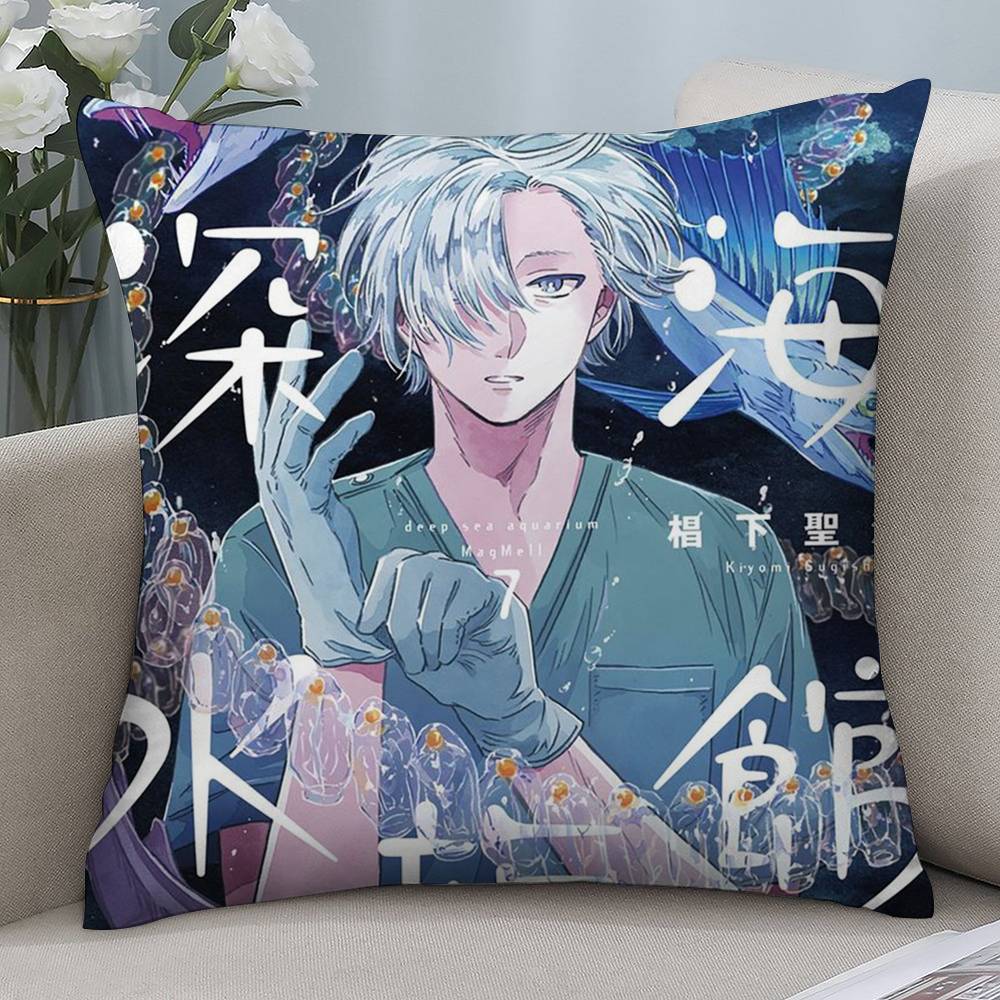 Comic Magmell Shinkai Suizokukan Pillow Case Short Plush Double-sided Print Square Throw Pillow Covers Sofa Home Cushion Decor