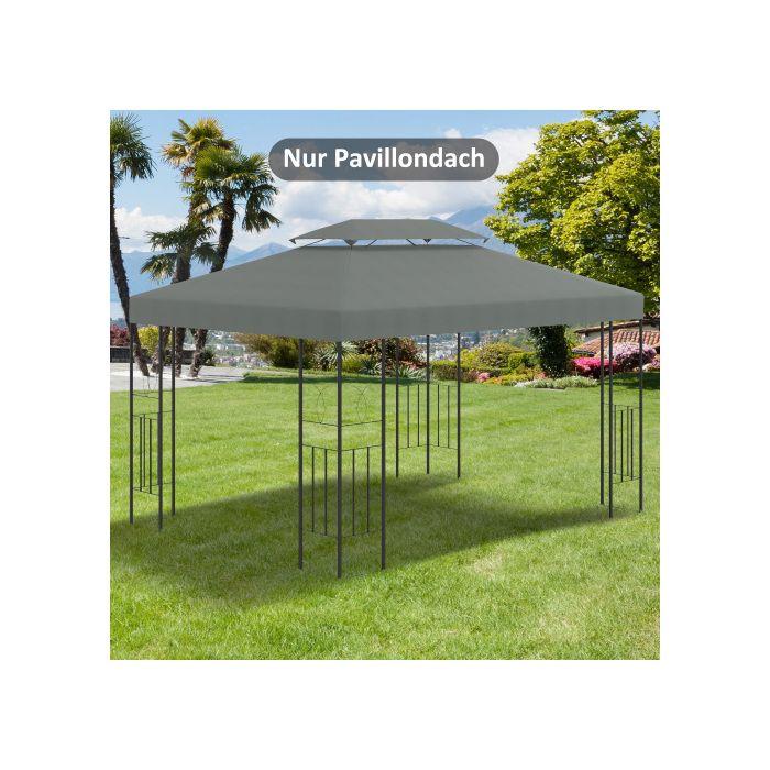 Toit de remplacement - MUVOE - 3x4m - Polyester respirant - Gris foncé - Coupe-vent avec aération