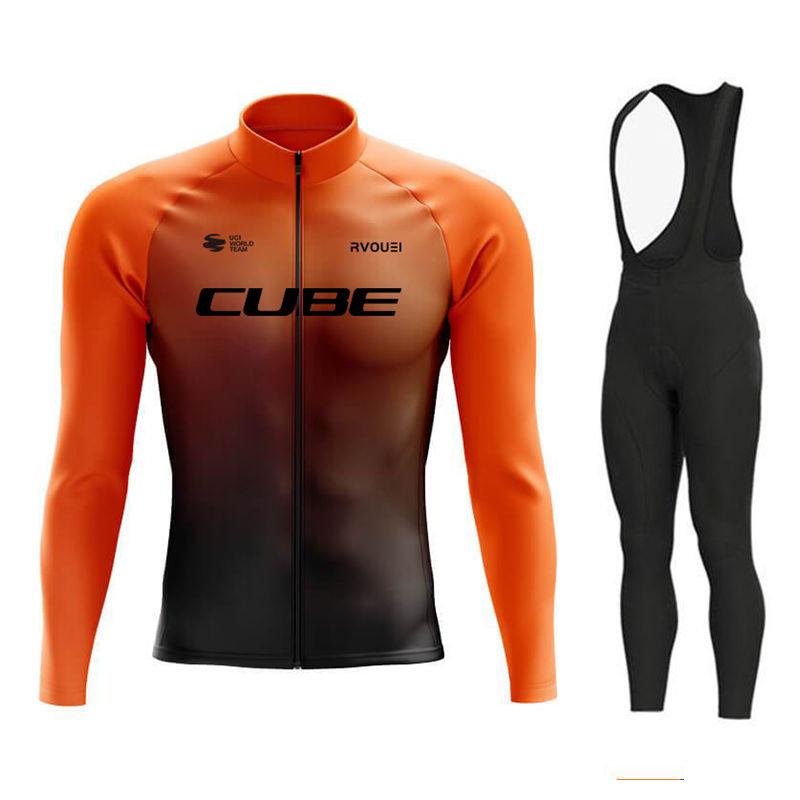 Rvouei Cube Breathable Team Long Sleeve  Bib Pants Ropa Ciclismo Bicycle Clothing MTB Bike Uniform Men Clothes 2026 Autumn Breathable Cycling Suit Set