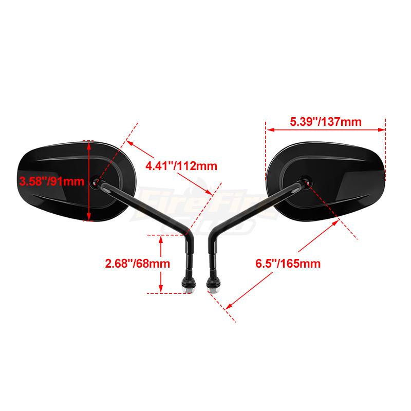 8MM Motorcycle Rear View Side Mirrors Bright Black For Harley Touring Road King Road Glide Sportster 883 1200 Dyna Softail