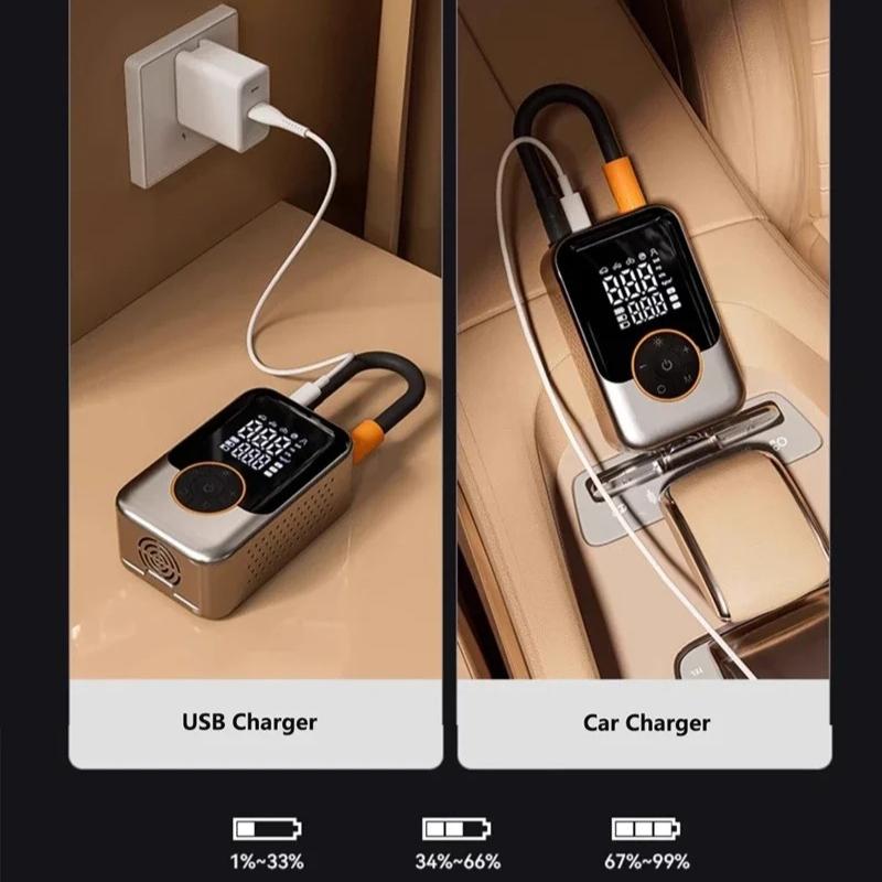 Wireless Car Tire Inflator Portable Air Pump 3000mAh Rechargeable Battery Mini Tyre Inflator for Sedan Motorcycle Bicycle