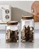 Large Glass Storage Jar with Acacia Wood Lid for Dried Tangerine Peel, Tea, Grains, and Pickling.