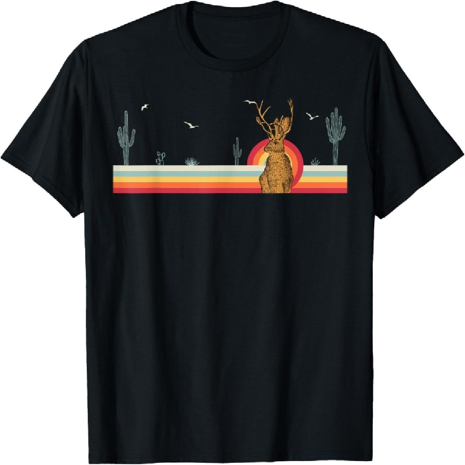 Jackrabbit Vintage Retro Sunset cactus save the Jackalope T-Shirt S