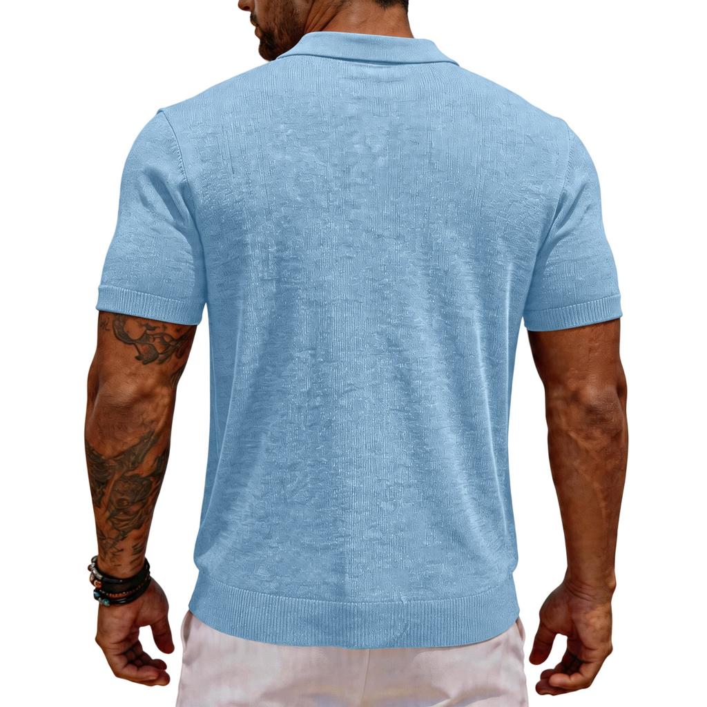 Men's Casual  Shirt - Summer Plain-color Pocketed Open-front Short-sleeved Top