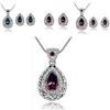 Fashion Women Purple Color Classic Genuine Pear Cut Pendant Necklace And Earring Set
