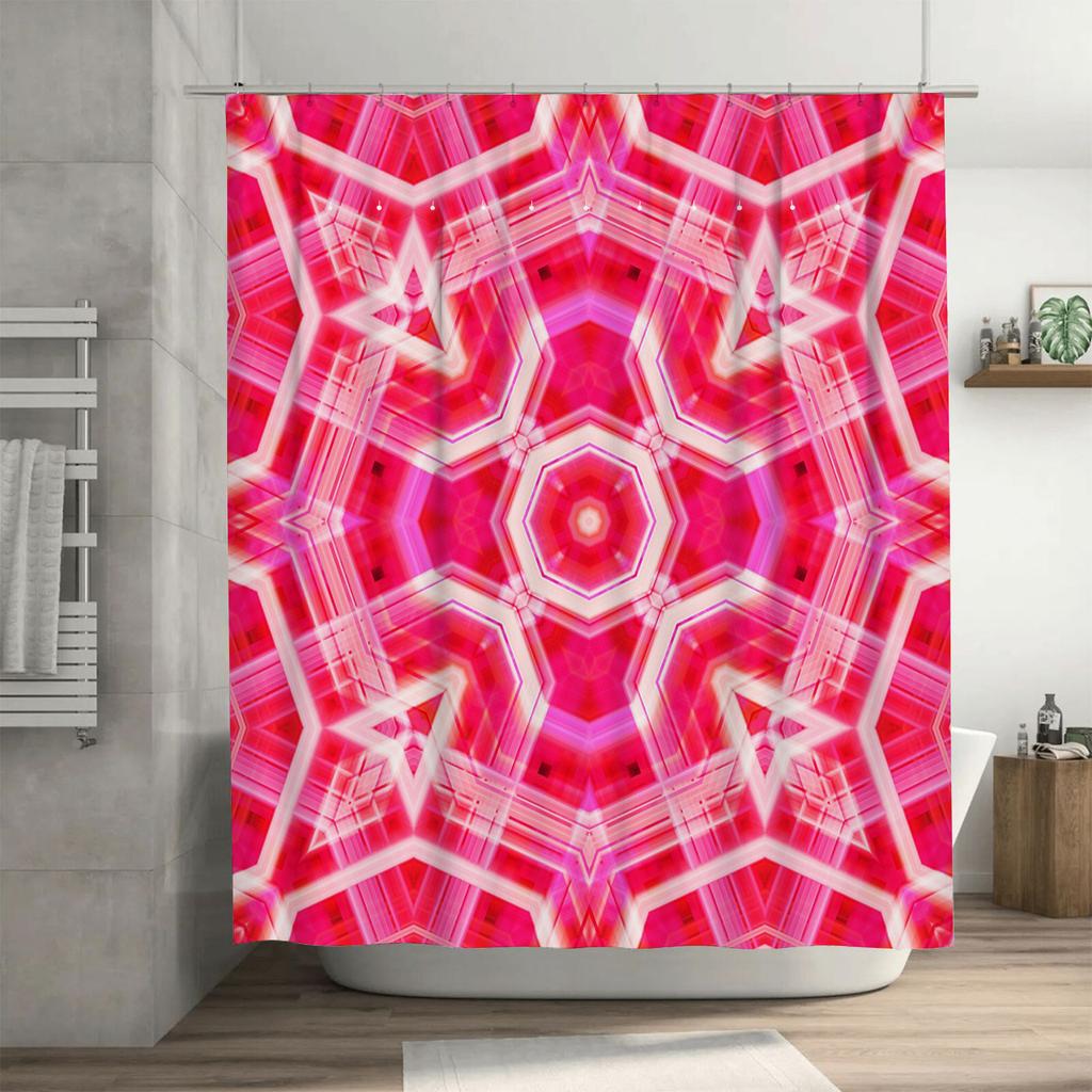 Red and Pink Abstract 3D Pattern Shower Curtain Waterproof Decorative Bathroom Accessories Home Textiles SizeCustom Made To Orde