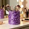 3D Printed Cosmetic Organizer Bucket Silk Texture Makeup Organizer Makeup Brush Holder  Women Girls