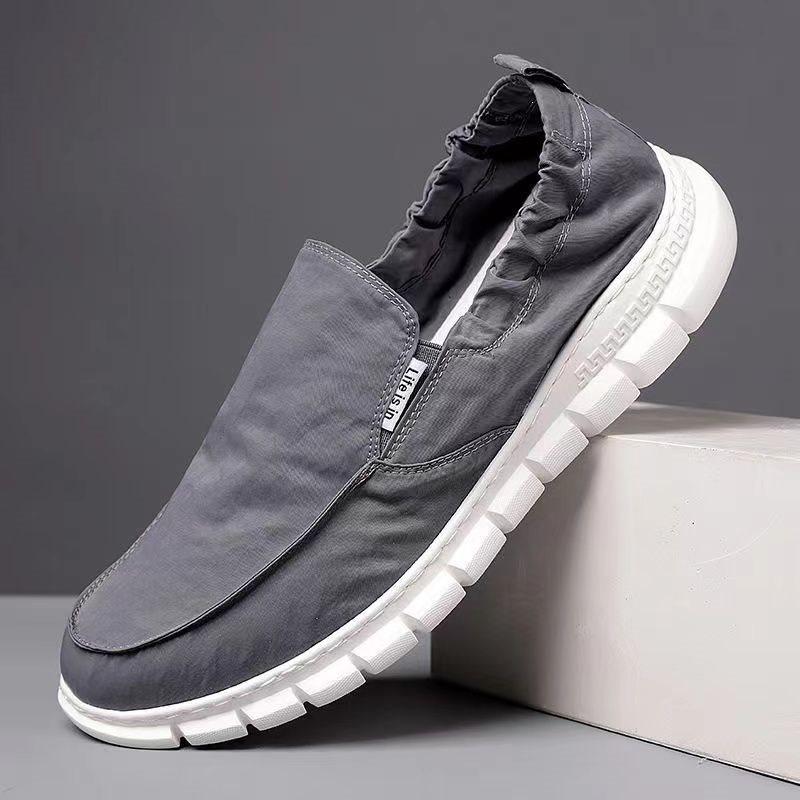 Summer canvas shoes men s one-pedal lazy shoes cloth shoes men s breathable trend work thin board shoes 40