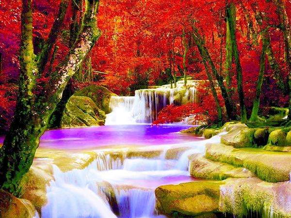 5D Diamond Painting Waterfall Full Square Round Diamond Embroidery Mountain Landscape Rhinestone Picture Home Decor