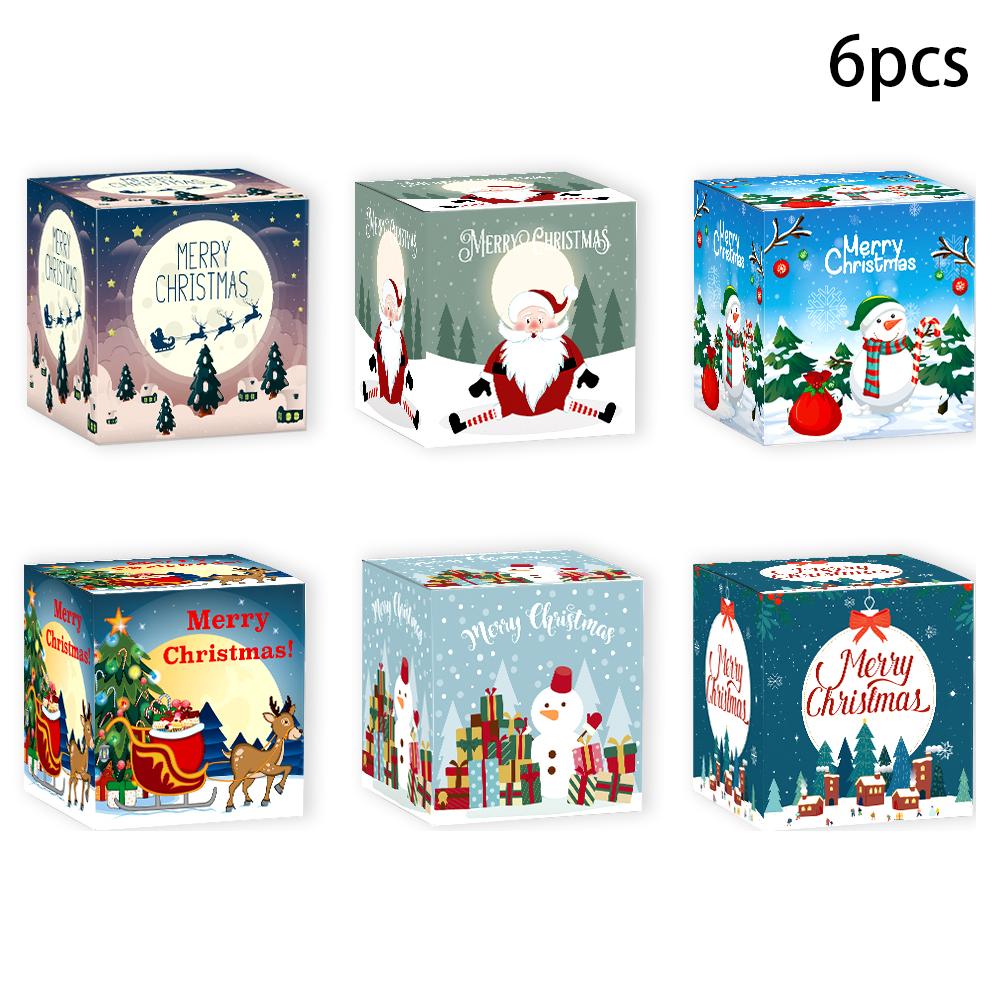 

12/6pcs Merry Christmas Gift Boxes Santa Claus Elk Treat Cookie candy Packing Box For Cristmas New Year Party Decor Xmas Navidad 7x57x7cm
