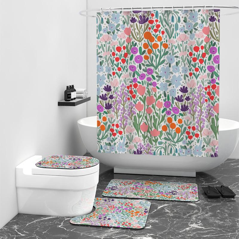 Small Floral Creative Digital Printing Shower Curtain Personalized Waterproof Polyester Bathroom Curtain Bath Tent