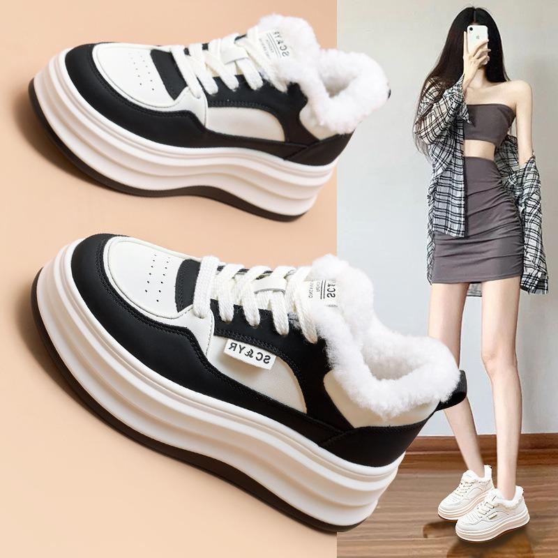 Cm Velvet Warm Thick-soled White Shoes Women's Autumn and Winter New Small Height Increase Casual Versatile Women's Shoes