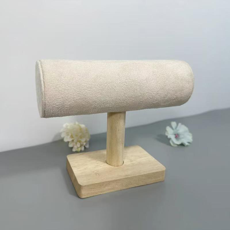 

Дерев яна стійка для браслетів, стійка для зберігання годинників, стійка для браслетів, одношарова I-подібна стійка для ювелірних виробів бежевий