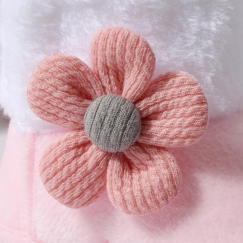 Dětské boty Unisex Dětské Hrubé Sametové Boty Mašle Květinová Dekorace Boty pro Batolata s Měkkou Podrážkou