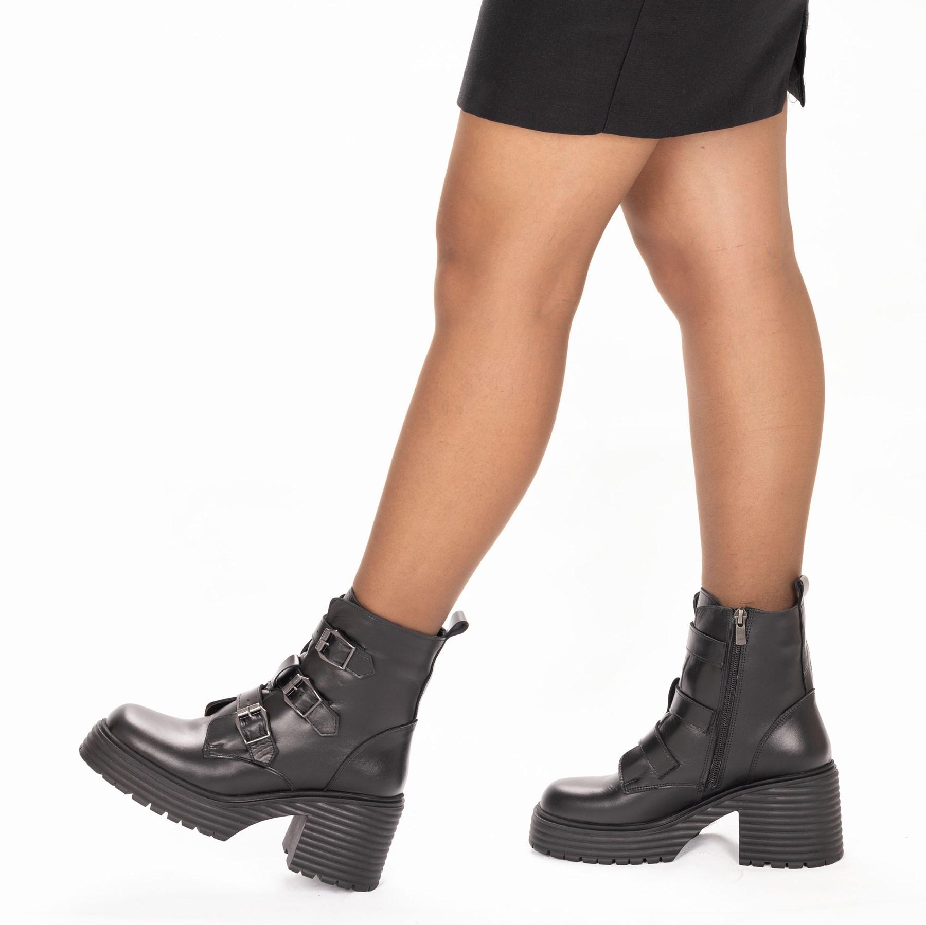 

Женские ботинки повседневного дизайна из натуральной кожи на толстой подошве на каблуке 8 см 37 чёрный