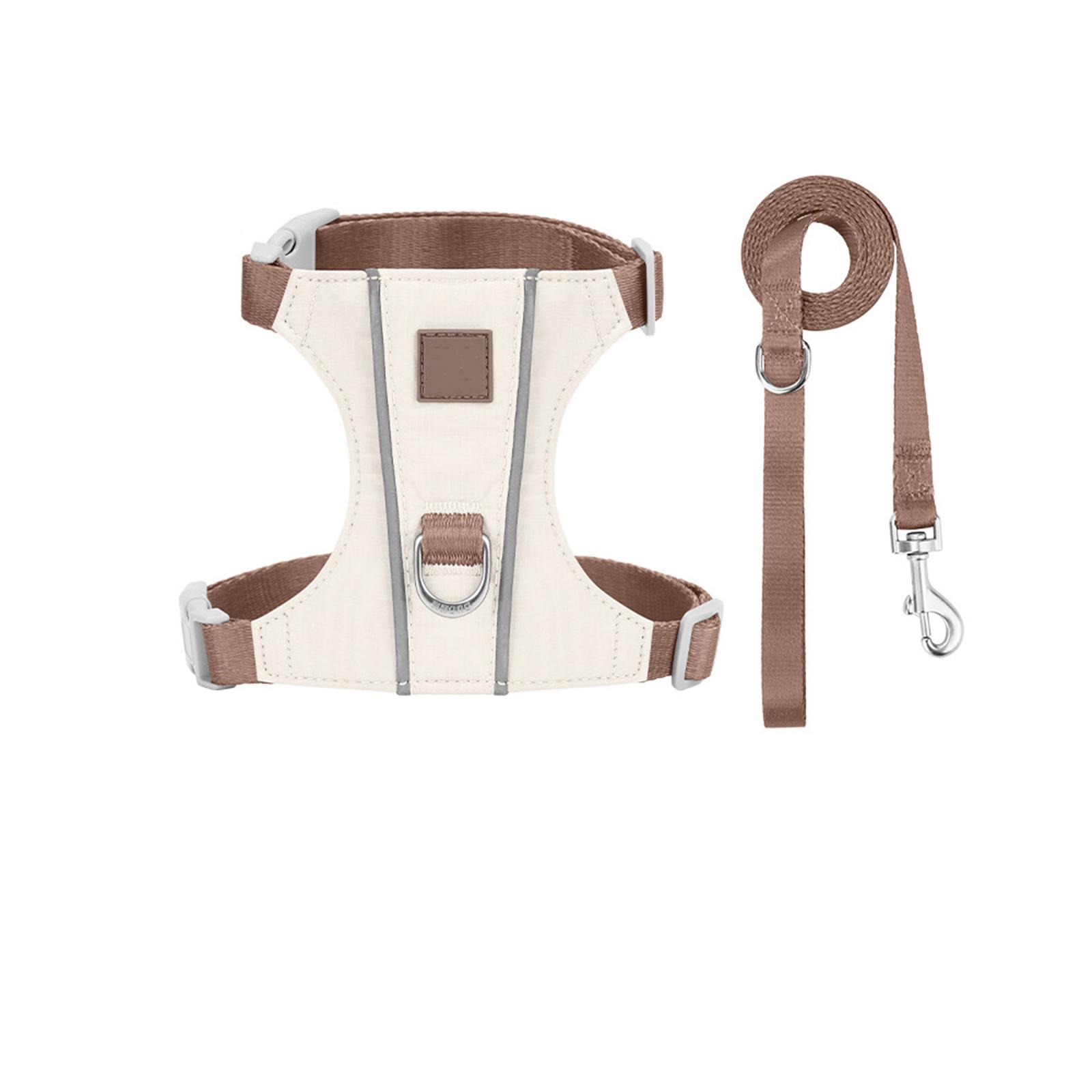 

Веревочный жилет для вытягивания, легкий, светоотражающий, ремень для спины и груди кошки S бежевый