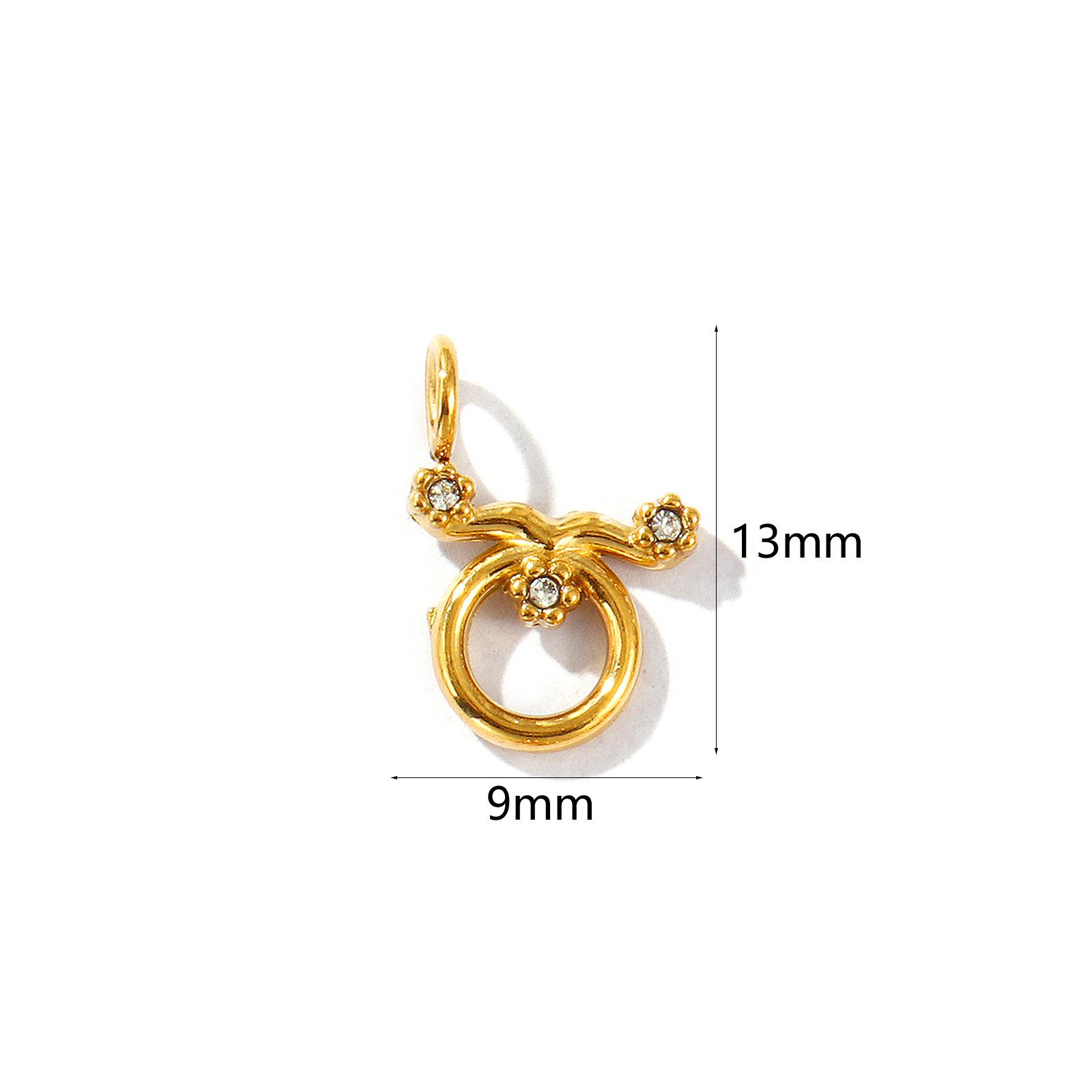 2 Pcs 304 Stainless Steel Charms Zodiac Constellation Micro Pave Clear Rhinestone 18K Gold Plated Pendants For DIY Necklace