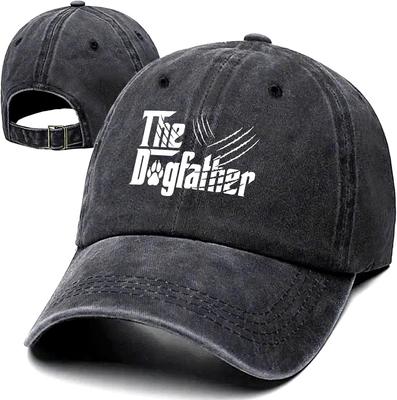 The Dogfather Washed Paw Denim Baseball Cap Retro Dog Lover Dad Grandpa Adjustable Outdoor Sun Hat