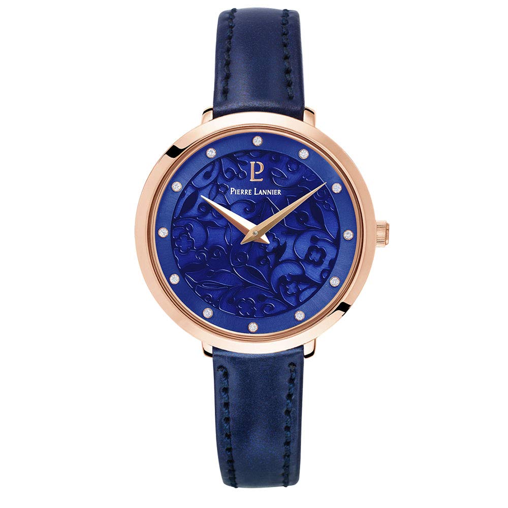 Pierre Lannier Watch Eolia Collection Leather Strap P039L966 Navy Women's [Official Import]