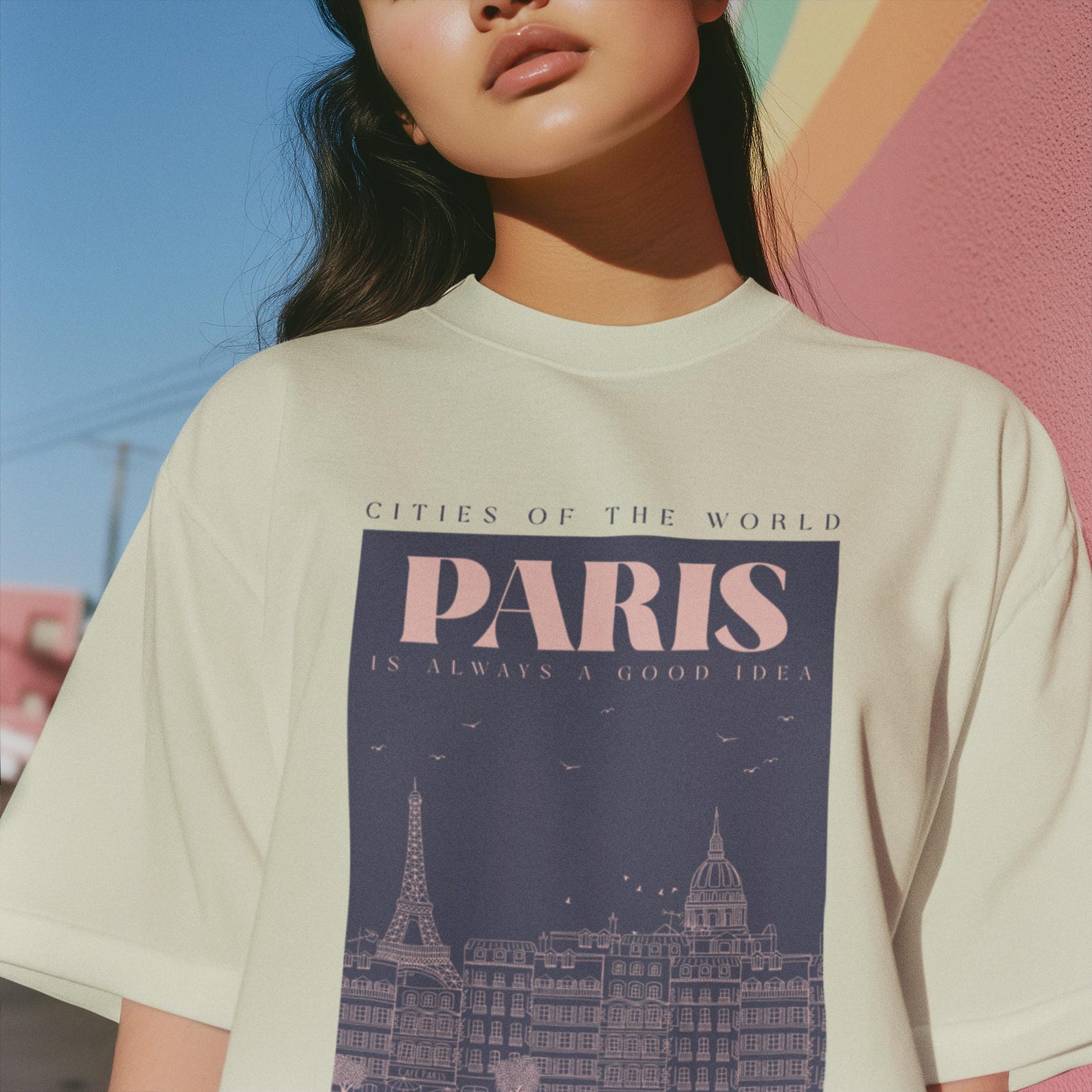 Paris Graphic T-Shirt: Eiffel Tower, France Travel Tee S