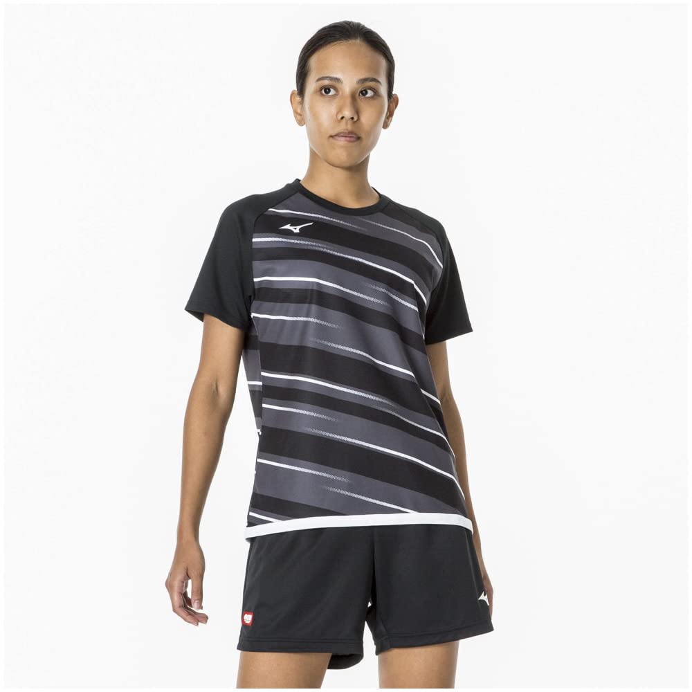 Table Tennis Game Short JTTA Size L Shirt, Sleeve, U-Neck, Moisture-Wicking, Quick-Drying, Certified, 82JAA214, Black,