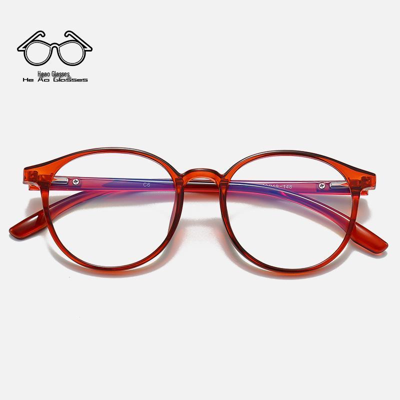 

GM Black Ultra-Light Retro Round Anti-Blue Light Plain Lens Unisex Eyeglass Frame