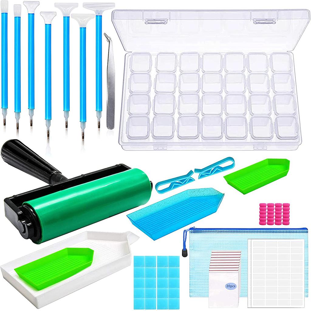 Kit Outils Broderie Diamant 46 Pièces - Stylo Rapide, Pince, Colle, Plaques, Boîte Rangement - Pour Peinture Diamants DIY - 8