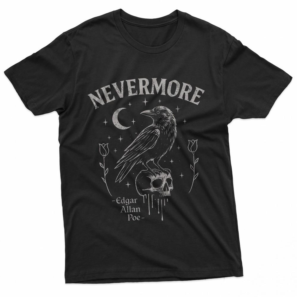 Nevermore Raven Skull Art Gothic Edgar Allan Poe TShirt Unisex T-Shirt XXL