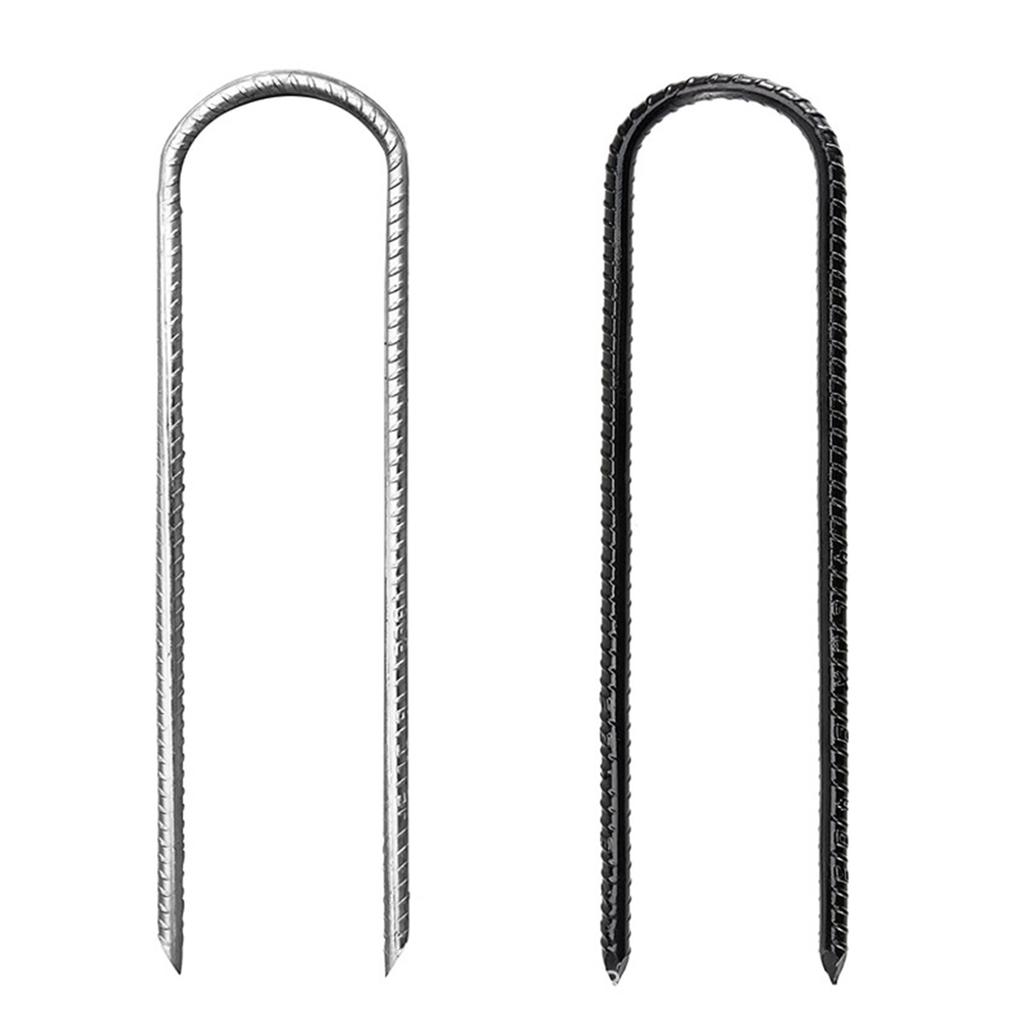 3Pcs Steel Ground Stakes Tents Nails U Shaped Metal Fences Stake Tent Pegs for Trampolines Camping Canopies Sheds