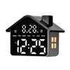 LED House Shape Digital Alarm Clock with Night Light Multi-Functional House Clocks Brightness Adjustment for Bedroom Living Room