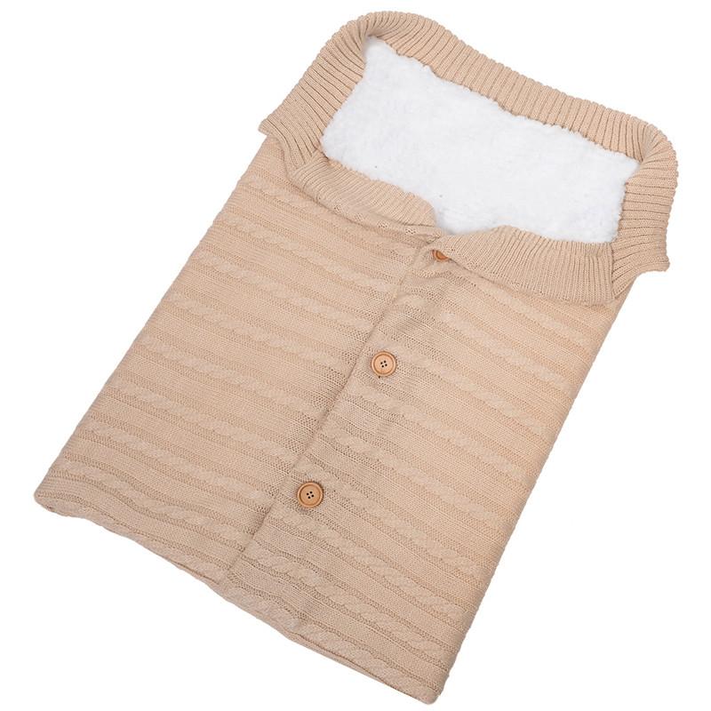 Baby Knitted Plush Sleep Sack With Buttons For Outdoor Use And Warmth