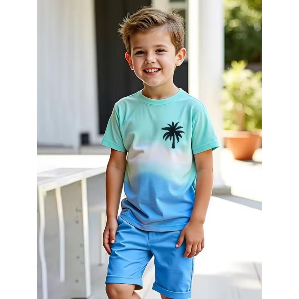 Summer New Fashion Trends Summer Children 3D Printed T-shirt Top Short Sleeve + Shorts Novel New Casual Children's Suit